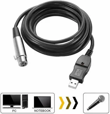 USB Male To 3-Pin XLR Female Microphone Studio Audio Mic Link Converter Cable 3m • £9.95