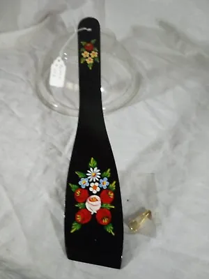 £6.50 • Buy Black Decorative Wooden Spatula Roses And Castles Hand Painted Barge Ware #02