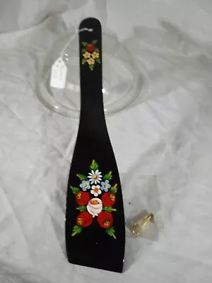 Black Decorative Wooden Spatula Roses And Castles Hand Painted Barge Ware #02 • £6.50