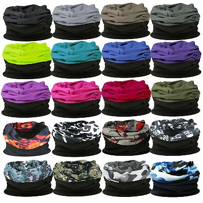 Multifunctional Scarf Neckwarmer Snood Fleece Tube Hood Balaclava Black Hat • £3.25