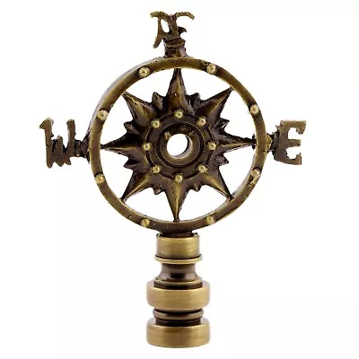 Compass Lamp Shade Finial ~ Antique Brass  (finial Thread) • $11.30