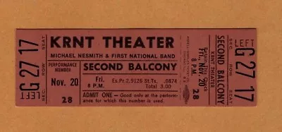 1970 Michael Nesmith From The Monkees Unused Concert Ticket Des Moines IA • $24.99