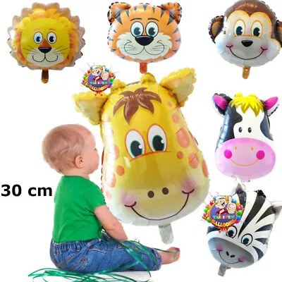 6 X Animal Foil Balloons Safari Party Farm Birthday Balloons Jungle Monkey Head • £2.48