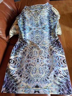 £4.99 • Buy Lipsy Blue Geometric Pattern Wiggle Dress 16 Bodycon Dress Cut Out Bodice