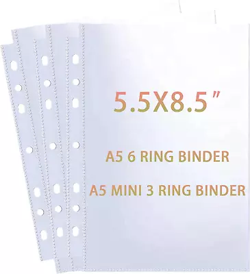 40 Pack 80 Pockets 5.5X8.5” Sheet Protector Sleeves For 6 Ring A5 Binder A5 Min • $14.42