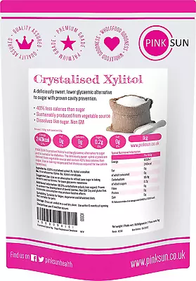 PINK SUN Xylitol Sugar Substitute Sweetener 1Kg (Or 2Kg 3Kg 5Kg) Replacement Alt • £15.27