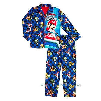 MARIO KART Pajamas Boys Size 4-12 L Set Coat Shirt Button Front Pants Winter NWT • $32.95