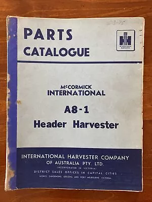 Part Catalogue McCormick International A8-1 Header Harvester Tractor Manual 1960 • $30