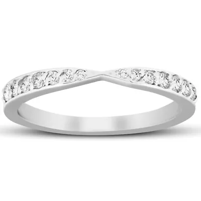 G/SI .25 Ct Diamond Wedding Ring Stackable V Shape Tapered Band 14k White Gold • $437.89