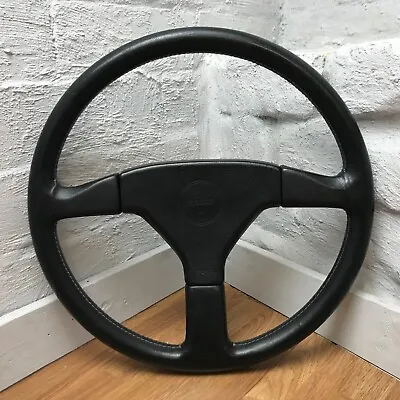 Genuine Momo Ghibli 3 Spoke 370mm Black Leather Steering Wheel. Dated 1992. 7A • $407.13