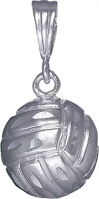 Sterling Silver Volleyball Ball Charm Pendant Necklace With Diamond Cut Finish • $29.99