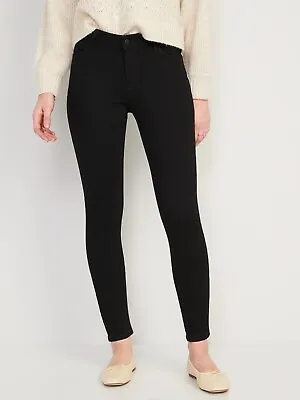 Old Navy Women's Mid-Rise Black Rockstar Super-Skinny Black Jeans 2 14 • $15.95