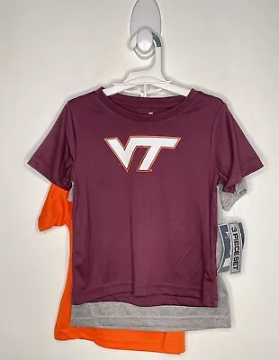 Team Athletics Virginia Tech Hokies 3Pc Shirt Set Boys Size 4T Active Wear • $6.74