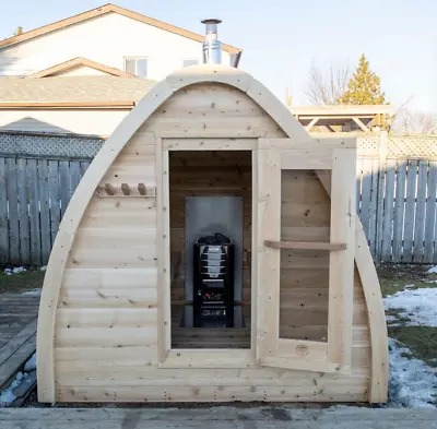 Traditional Outdoor POD Sauna House White Cedar Steam 4 Person Spa Wet Dry 84 • $8059.10