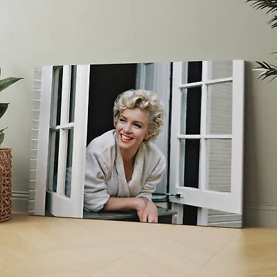 Marilyn Monroe Leaning Out Window 1950s Movies 7 Year Itch Canvas Wall Art Print • $159