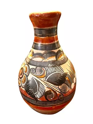 TONALA VASE Burnished Clay Mexican Folk Art Pottery Flowers Floral 8  Tall • $28