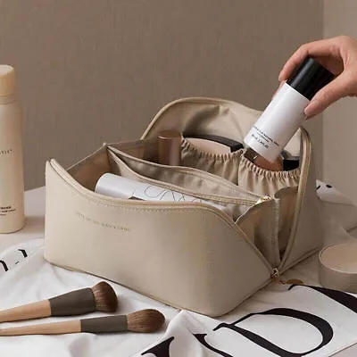 Large Capacity Travel Cosmetic Bag Organizer Makeup Brushes Slots Dividers UK • £5.59