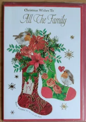 Christmas Wishes To All The Family | Christmas Card For All The Family Robins • £2.25