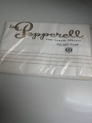 Vintage Lady Pepperell White Combed Percale 81 X 108 Flat Sheet • $10