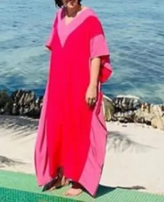 12 14 16 18 20 22 Kaftan Summer Rayon Cotton Plus Size Maxi Beach Cool Dress • $55.16
