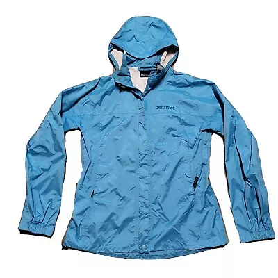 Marmot PreCip Eco Rain Waterproof Jacket Blue Zip Up Vented Arms Size Small  • $28.87