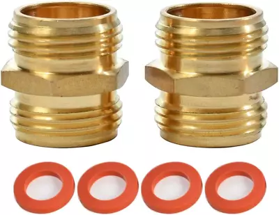2 Pack 3/4 Inch Brass Garden Hose Adapter Male To Male Quick Connector • $8.38