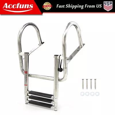 Boat Ladder Stainless Steel 3 Steps Telescoping For Yacht Swimming Pool NEW • $72.89