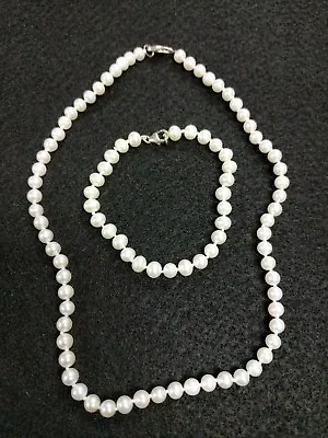 $84.95 • Buy Vintage Children's Youth Sterling Silver Clasp Pearl Necklace & Bracelet Set