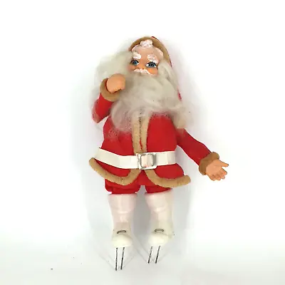 Vtg Santa Rubber Face & Hands Straw Body Wire Arms Christmas 9.5  Floral Pick • $15