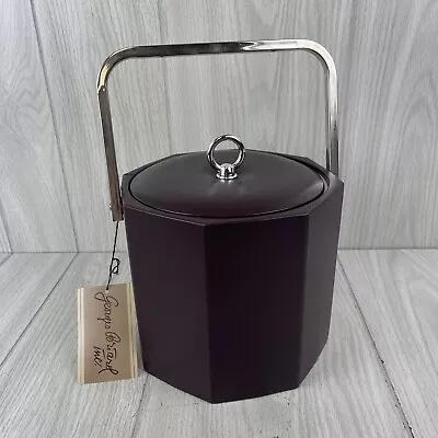 $36.15 • Buy NOS Vintage GEORGE BRIARD OCTAGON ICE BUCKET Brown Vinyl Faux Leather USA