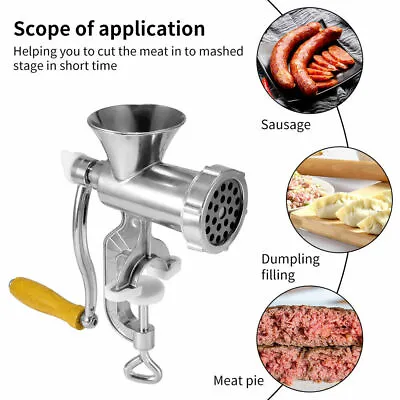 UK Manual Meat Grinder Mincer Tool Sausage Stuffer Machine Maker Sauce Filler.UK • £13.99