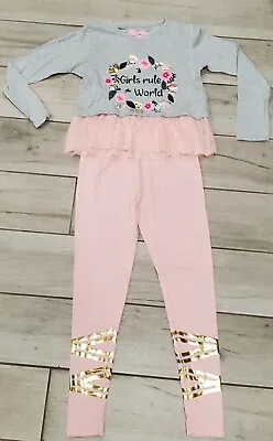 $15 • Buy Freestyle Revolution Long-Sleeve Gray & Pink Shirt & Pants Set For Girls, Size 7