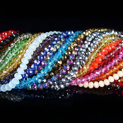 100 Pcs Czech Crystal Faceted Rondelle Spacer Beads 2x3 3x4 4x6 6x8 8x10mm DIY • $2.79