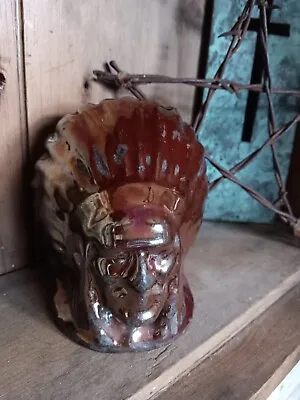 Vintage Cast Iron Carnival Lustre Ware Native American Indian Chief Not Jennings • £30