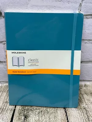 Moleskine Classic Soft Cover Ruled Notebook 7.5 X 9.75 In. Underwater Blue Seale • $19.90