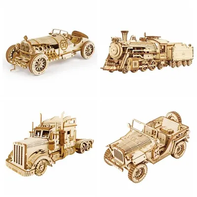 ROKR Laser-Cut 3D Puzzle Train Car Wooden Truck Toy Gift For Teens Children Boys • $23.99