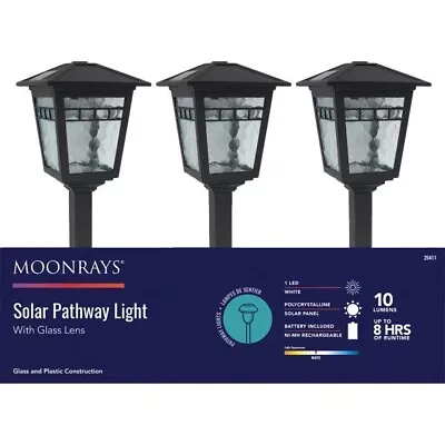 (6)-Moonrays Black 10 Lumens Plastic Coach Solar Path Light. Model: 25411 • $115.99