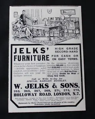 £2.99 • Buy 1928 Print Advert 'W. JELKS' HIGH GRADE SECOND HAND FURNITURE' 5.5  X 4 
