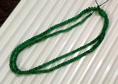 3 Mm Natural Green Emerald Beads Rondelles 16  Strand Zambian Emerald Uncut Bead • $300