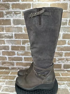 UGG Australia Lesley Wedge Heel Knee High Waterproof Boots 1005266 Womens Size 9 • $54.99