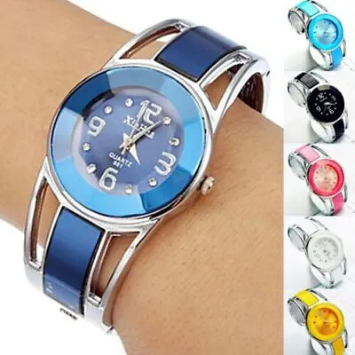 Women's Ladies Elegant Stainless Steel Watches Cuff Bracelet Bangle Wristwatch • $13.15