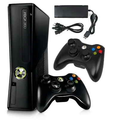 $169.99 • Buy Xbox 360 250gb Hard Drive Slim Console Bundle | 2 Controllers | Cables | Tested!