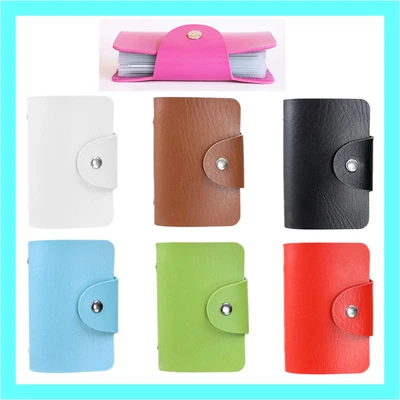 $4.39 • Buy Leather Slim ID Credit Card Holder Pocket Case Purse Wallet 24 Business Cards