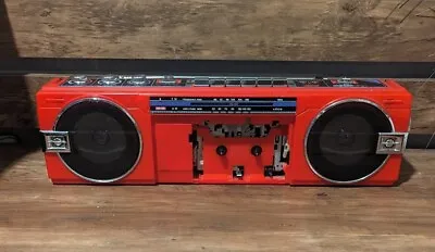 Vtg 80s Lasonic TRC-932 Mini Cassette Boombox Radio Ghettoblaster Retro Rare Red • $359.99