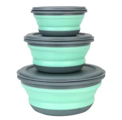 3 Pieces Silicone Folding Bowls With Lid Foldable Lunch Box Portable Salad Bowl • £7.79