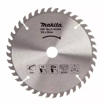 Makita D-03349 Circular Saw Blade For Wood 165x20mm 40T • £18.11