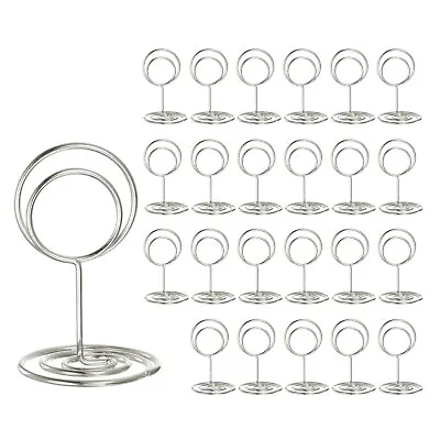 24pcs Table Number Holders 50mm Tall 31mm Base Width Mini Round Silver Tone • £13.02