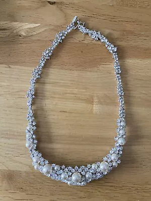 Martine Wester Crystal & Pearl Bridal Necklace NIB • £75