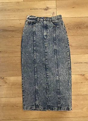 Candies Vintage Jean MIDI Skirt Y2K Blue Denim Acid Stone Washed Women’s 7/8 S • $65