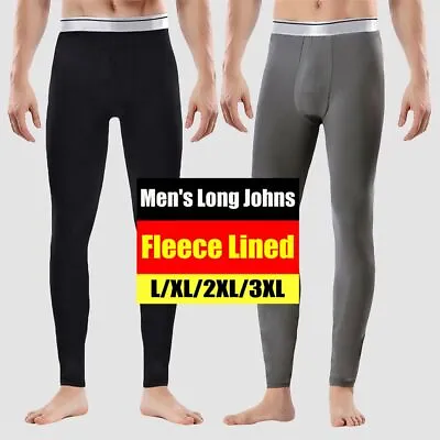 Men's Long Johns Fleece Lined Thermal Underwear Bottom Pants Winter Warm‹ • $8.97